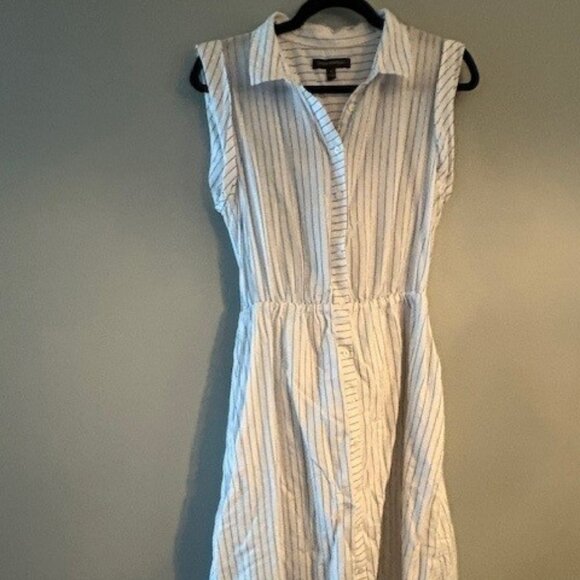 Banana Republic Blue and White Striped Shirt Dress Size Large - Picture 1 of 3